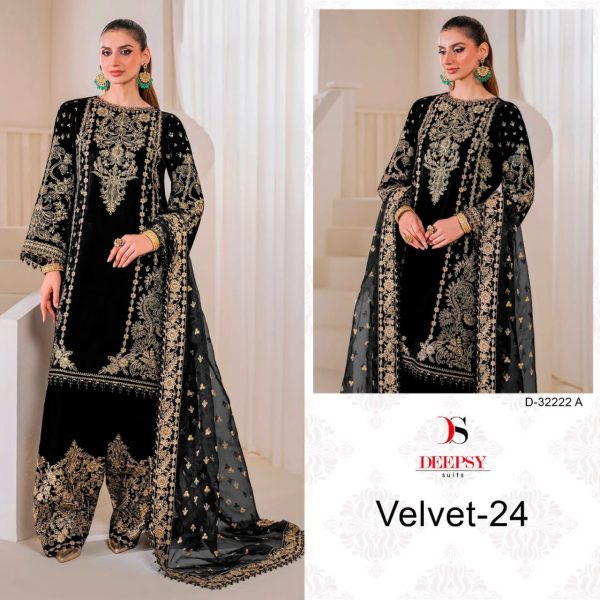 DEEPSY SUITS D 32222 A VELVET 24 PAKISTANI SUITS