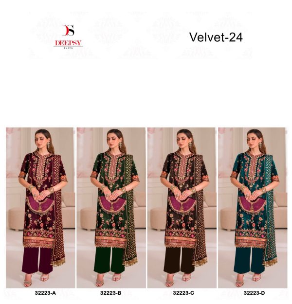 DEEPSY SUITS D 32223 A B C D VELVET 24 SALWAR SUITS