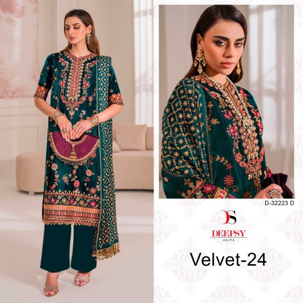 DEEPSY SUITS D 32223 A B C D VELVET 24 SALWAR SUITS