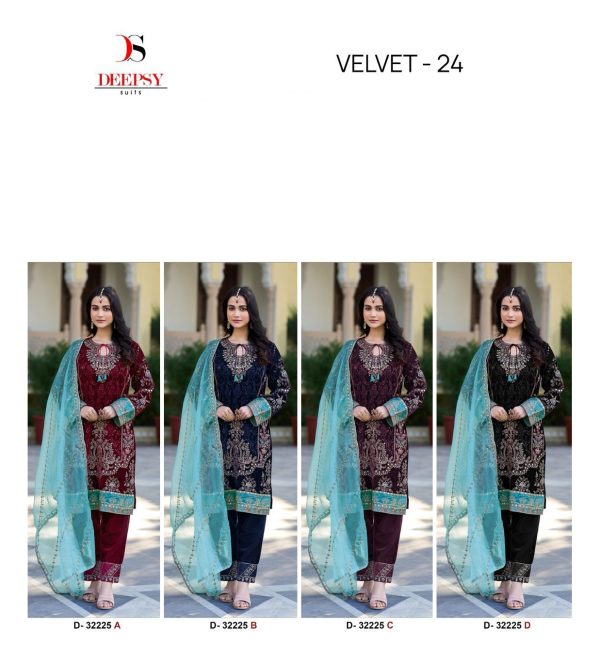 DEEPSY SUITS D 32225 A B C D VELVET 24 SALWAR SUITS