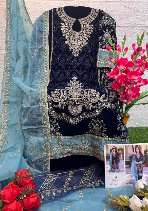 DEEPSY SUITS D 32225 A B C D VELVET 24 SALWAR SUITS