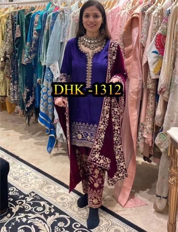 DHK 1312 DESIGNER VELVET SALWAR SUITS WHOLESALE