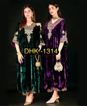 DHK 1314 DESIGNER VELVET KAFTAN SUITS WHOLESALE