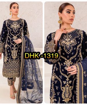 DHK 1319 DESIGNER VELVET PAKISTANI SUITS WHOLESALE