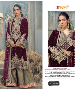 FEPIC V 17020 C ROSEMEEN VELVET PAKISTANI SUITS