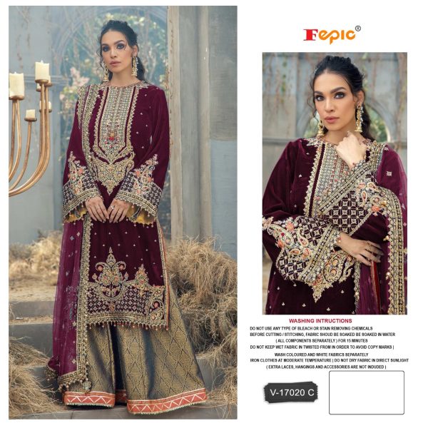 FEPIC V 17020 C ROSEMEEN VELVET PAKISTANI SUITS