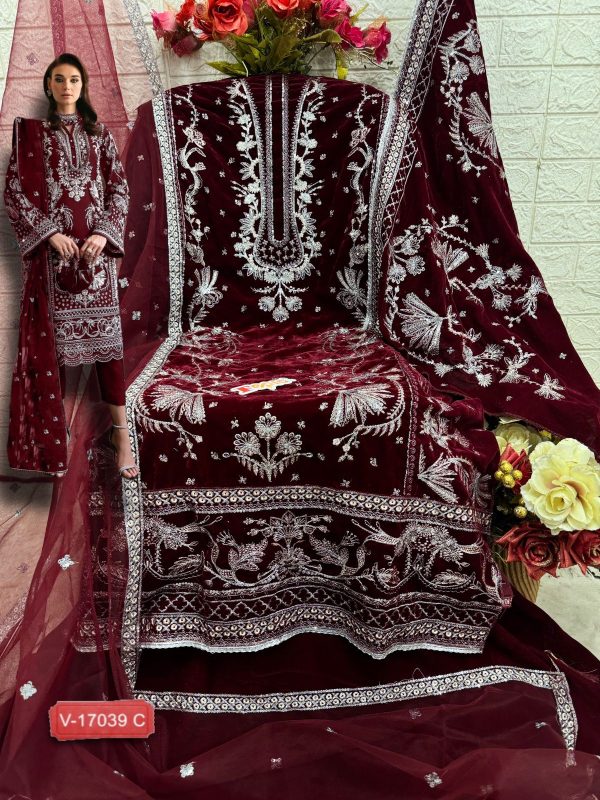 FEPIC V 17039 C ROSEMEEN VELVET PAKISTANI SUITS