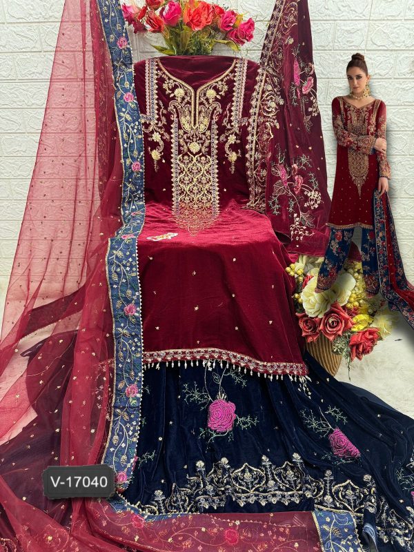 FEPIC V 17040 ROSEMEEN VELVET SUITS IN INDIA