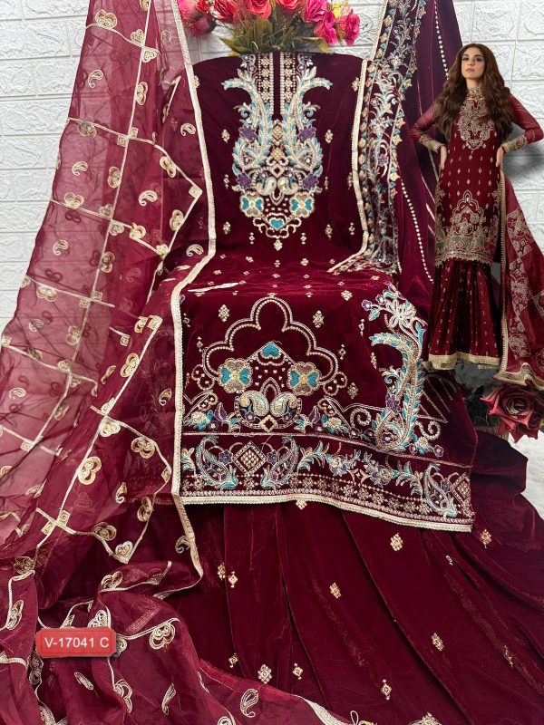 FEPIC V 17041 C ROSEMEEN VELVET PAKISTANI SUITS