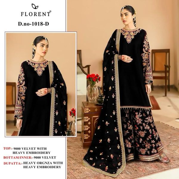 FLORENT 1018 D PAKISTANI VELVET SUITS WHOLESALE