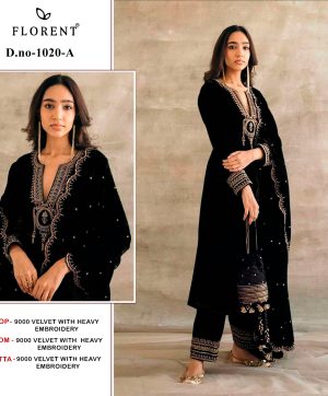 FLORENT 1020 A VELVET PAKISTANI SUITS WHOLESALE