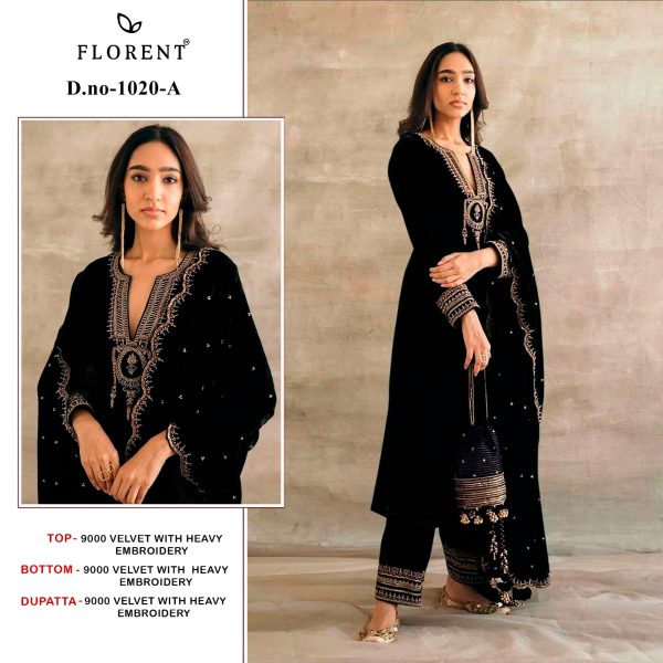 FLORENT 1020 A VELVET PAKISTANI SUITS WHOLESALE