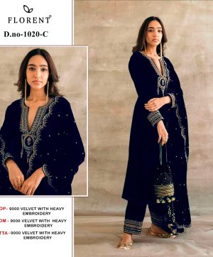 FLORENT 1020 C VELVET PAKISTANI SUITS WHOLESALE