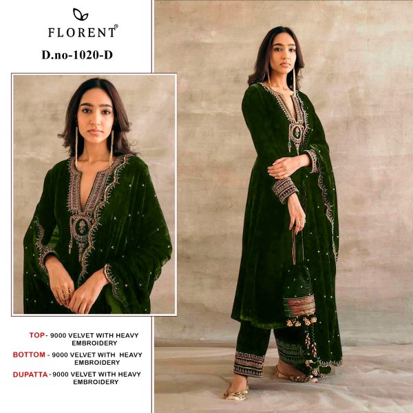 FLORENT 1020 D VELVET PAKISTANI SUITS WHOLESALE