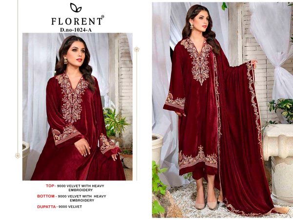 FLORENT 1024 A VELVET PAKISTANI SALWAR SUITS