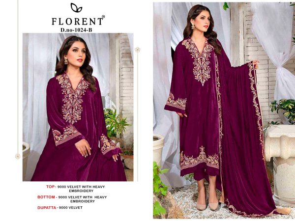 FLORENT 1024 B VELVET PAKISTANI SALWAR SUITS