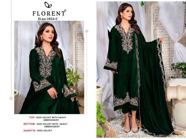 FLORENT 1024 C VELVET PAKISTANI SALWAR SUITS