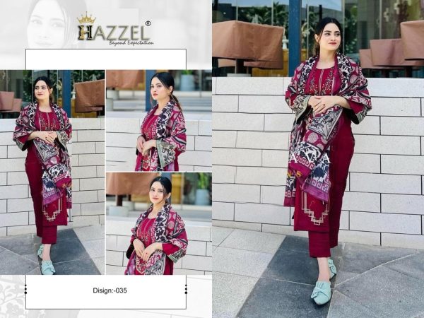 HAZZEL 035 RAYON COTTON PAKISTANI SUITS