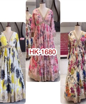 HK 1680 DESIGNER HEAVY CHINON GOWN WHOLESALE