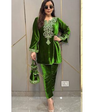 LC 1156 E DESIGNER VELVET KURTI PLAZZO WHOLESALE