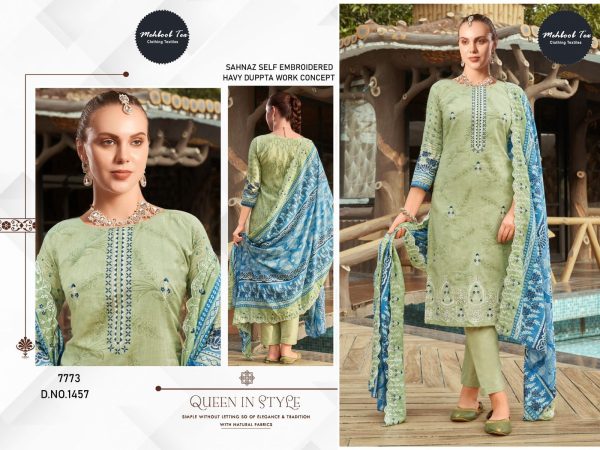 MEHBOOB TEX 1457 SAHNAZ SELF EMBROIDERED SUITS