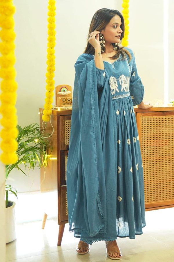 MURTI TRENDS BLUE PURE COTTON KURTI WHOLESALE