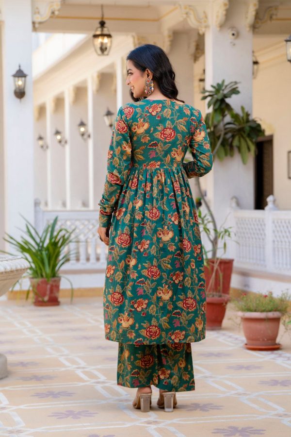 MURTI TRENDS GREEN VOLUMINOUS ANARKALI SUITS SET