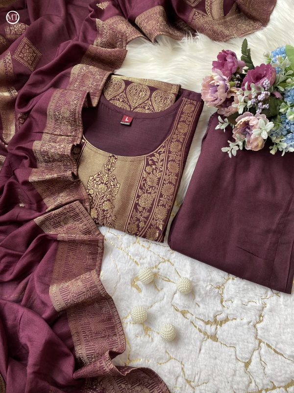 MURTI TRENDS MAROON PAVITRA SUIT SET WHOLESALE