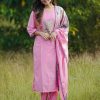 AKSHAR DESIGNER PINK READYMADE CHANDERI SILK KURTI