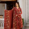 MURTI TRENDS RED VOLUMINOUS ANARKALI SUITS SET