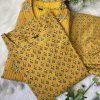 MURTI TRENDS YELLOW COTTON JACKET SUITS SET