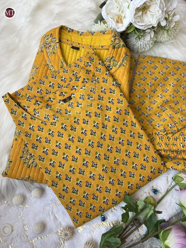 MURTI TRENDS YELLOW COTTON JACKET SUITS SET