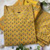 MURTI TRENDS YELLOW COTTON JACKET SUITS SET