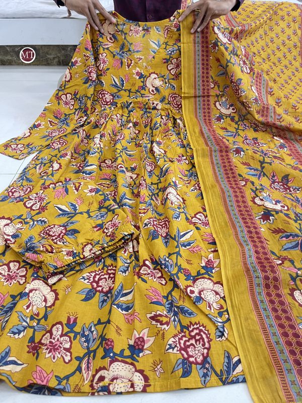 MURTI TRENDS YELLOW VOLUMINOUS ANARKALI SUITS SET