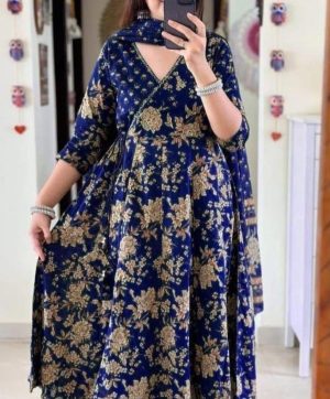 NEW BLUE ANARKALI KURTI SET ANGRAKHA STYLE