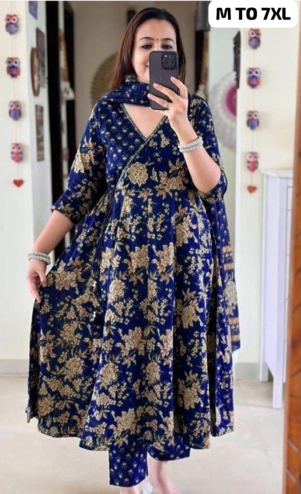 NEW BLUE ANARKALI KURTI SET ANGRAKHA STYLE