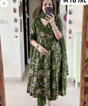 NEW GREEN ANARKALI KURTI SET ANGRAKHA STYLE