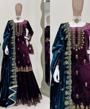 RTC 5778 A DESIGNER VELVET TOP SHARARA