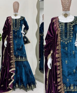 RTC 5778 B DESIGNER VELVET TOP SHARARA