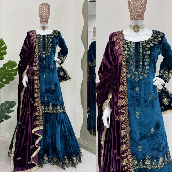 RTC 5778 B DESIGNER VELVET TOP SHARARA