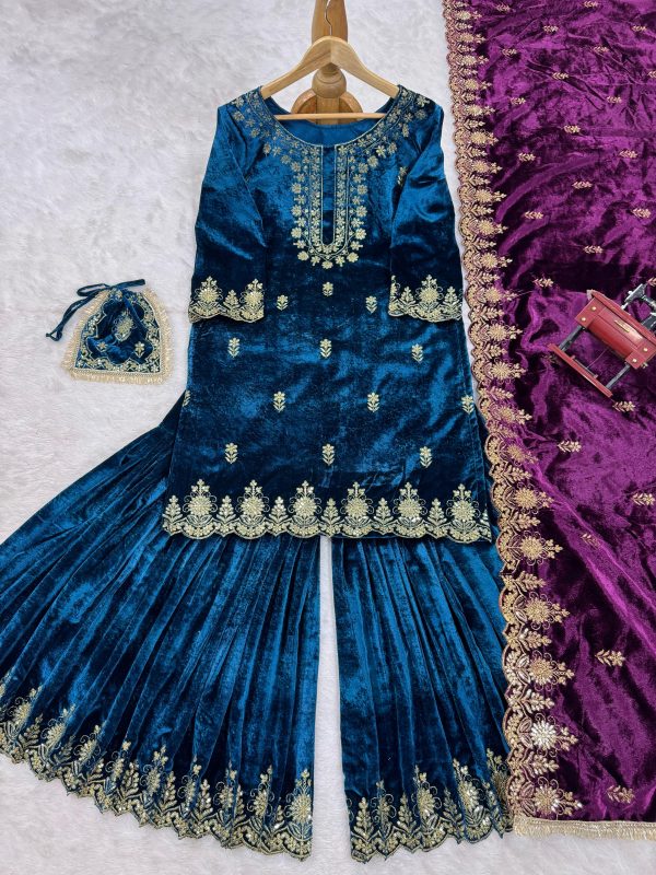 RTC 5778 B DESIGNER VELVET TOP SHARARA