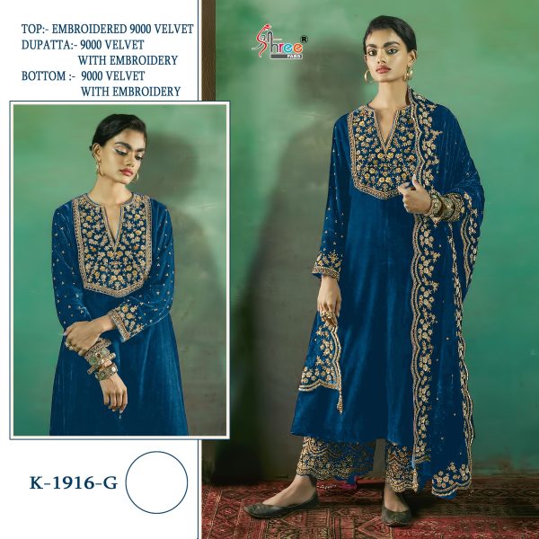 SHREE FABS K 1916 G H I J VELVET SALWAR SUITS