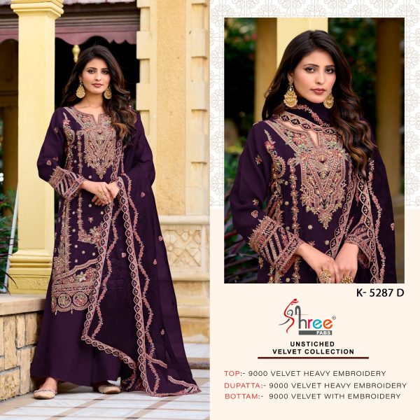 SHREE FABS K 5287 D VELVET SALWAR SUITS IN INDIA