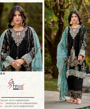 SHREE FABS K 5259 A VELVET PAKISTANI SUITS