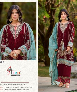 SHREE FABS K 5259 B VELVET PAKISTANI SUITS