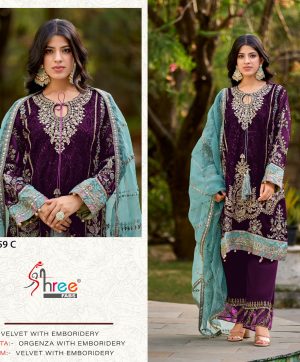 SHREE FABS K 5259 C VELVET PAKISTANI SUITS