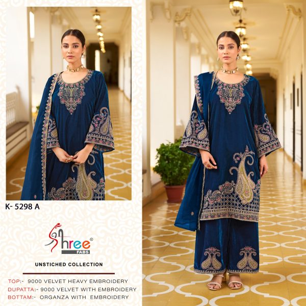 SHREE FABS K 5298 A VELVET PAKISTANI SUITS IN INDIA