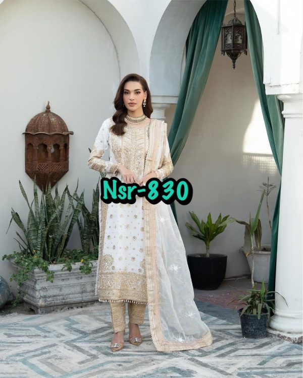 SHREE HARI NSR 830 DESIGNER CHINON SUITS WHOLESALE