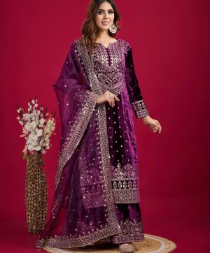 SHREE HARI SSR 5001 B DESIGNER VELVET SUITS WHOLESALE