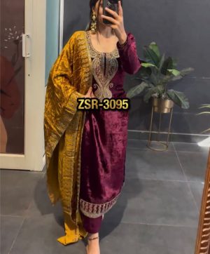 SHREE HARI ZSR 3095 DESIGNER VELVET SUITS WHOLESALE